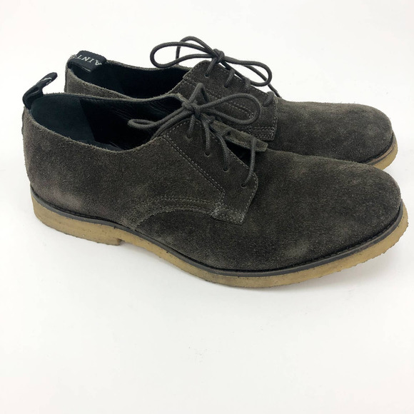 AllSaints Mens Leigh Derby Shoes EU 40 US 7.5 Grey Suede Lace-Up Round Toe EUC - Picture 1 of 10